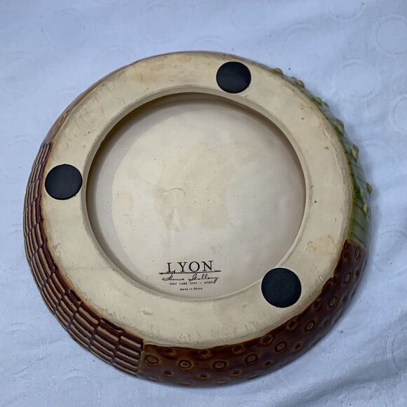 Lyon Home Gallery Geometric Pattern Decorative Bowl in Earthy Colors - Handmade - Picture 2 of 5